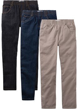 Spodnie chłopięce z gumką w talii (3 pary w opak.), Loose Fit ze sklepu bonprix w kategorii Spodnie chłopięce - zdjęcie 170615125