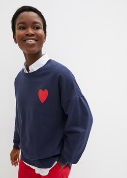 Wygodna bluza z rozcięciami po bokach, z bawełny organicznej ze sklepu bonprix w kategorii Bluzy damskie - zdjęcie 170615186