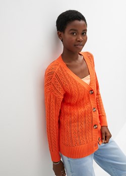 Sweter rozpinany w ażurowy wzór ze sklepu bonprix w kategorii Swetry damskie - zdjęcie 170615547