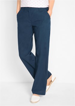 Spodnie lniane Loose Fit z wygodnym paskiem ze sklepu bonprix w kategorii Spodnie damskie - zdjęcie 170616217