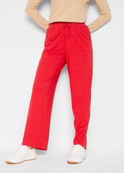 Spodnie sportowe bawełniane, szerokie nogawki ze sklepu bonprix w kategorii Spodnie damskie - zdjęcie 170616668