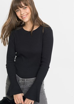 Shirt w prążek z rozkloszowanymi rękawami, z bawełny organicznej ze sklepu bonprix w kategorii Bluzki damskie - zdjęcie 170617359