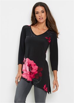 Długi shirt w roślinny wzór ze sklepu bonprix w kategorii Bluzki damskie - zdjęcie 170617386