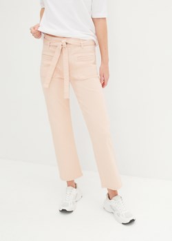 Spodnie twillowe z prostymi nogawkami i wiązanym paskiem ze sklepu bonprix w kategorii Spodnie damskie - zdjęcie 170617416