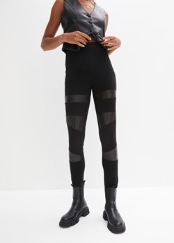 Legginsy z wstawkami ze sztucznej skóry ze sklepu bonprix w kategorii Spodnie damskie - zdjęcie 170617925