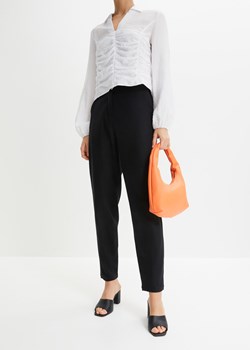Krótsze spodnie high waist z domieszką lnu i elastyczną wstawką w talii ze sklepu bonprix w kategorii Spodnie damskie - zdjęcie 170618375