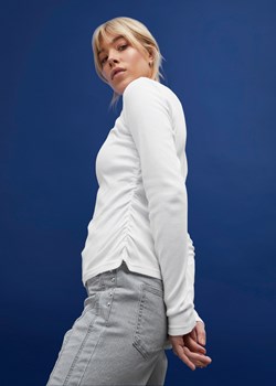 Shirt z długim rękawem w prążek, z marszczeniami ze sklepu bonprix w kategorii Bluzki damskie - zdjęcie 170618897