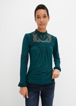 Shirt z koronką i długim rękawem ze sklepu bonprix w kategorii Bluzki damskie - zdjęcie 170619375