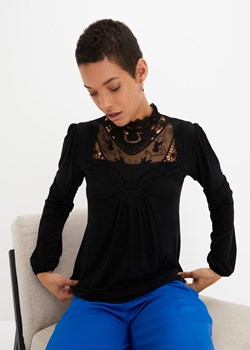Shirt z koronką i długim rękawem ze sklepu bonprix w kategorii Bluzki damskie - zdjęcie 170619378