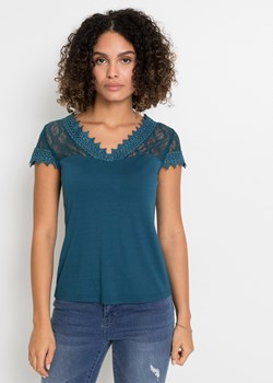 Shirt z koronką, ze zrównoważonej wiskozy ze sklepu bonprix w kategorii Bluzki damskie - zdjęcie 170619575