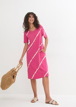 Sukienka shirtowa z kieszeniami, fason o linii litery A, w długości do kolan, z bawełny organicznej ze sklepu bonprix w kategorii Sukienki - zdjęcie 170620568