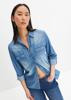 Bluzka dżinsowa z napami, długi rękaw ze sklepu bonprix w kategorii Koszule damskie - zdjęcie 170621236