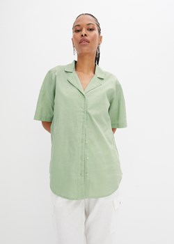Luźniejsza bluzka oversize z domieszką  lnu, krótki rękaw ze sklepu bonprix w kategorii Koszule damskie - zdjęcie 170621807