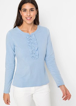 Shirt z długim rękawem i ozdobną plisą ze sklepu bonprix w kategorii Bluzki damskie - zdjęcie 170622175