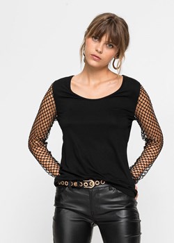 Shirt z długim rękawem z siatkowego materiału ze sklepu bonprix w kategorii Bluzki damskie - zdjęcie 170622178