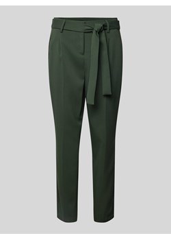 Spodnie materiałowe w jednolitym kolorze z wiązanym paskiem ze sklepu Peek&Cloppenburg  w kategorii Spodnie damskie - zdjęcie 170624346