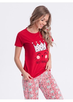 Piżama damska 271ULR - czerwona ze sklepu Edoti w kategorii Piżamy damskie - zdjęcie 170625725