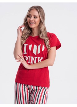 Piżama damska 279ULR - czerwona ze sklepu Edoti w kategorii Piżamy damskie - zdjęcie 170625737