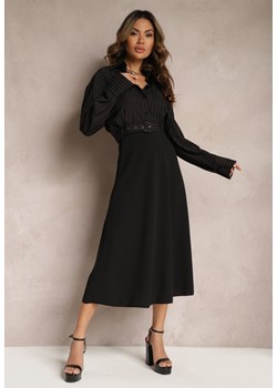 Czarna Midi Spódnica Rozkloszowana o Klasycznym Fasonie Namettia ze sklepu Renee odzież w kategorii Spódnice - zdjęcie 170627606