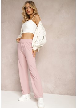 Różowe Szerokie Spodnie z Delikatnie Prążkowanego Materiału Kasaida ze sklepu Renee odzież w kategorii Spodnie damskie - zdjęcie 170628009