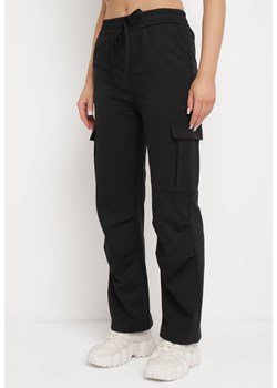 Czarne Bawełniane Spodnie z Gumką w Pasie i Naszytymi Kieszeniami Selpa ze sklepu Born2be Odzież w kategorii Spodnie damskie - zdjęcie 170628257