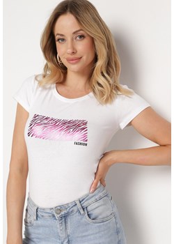 Biały Bawełniany T-shirt z Nadrukiem na Przodzie Subsoria ze sklepu Born2be Odzież w kategorii Bluzki damskie - zdjęcie 170628398