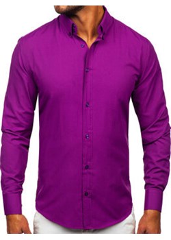 Koszula męska elegancka z długim rękawem fioletowa Bolf 5821-1 ze sklepu Denley w kategorii Koszule męskie - zdjęcie 170630298