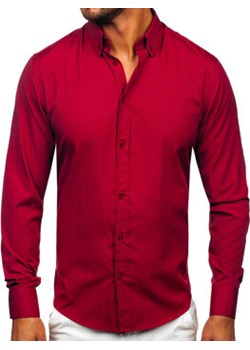Koszula męska elegancka z długim rękawem bordowa Bolf 5821-1 ze sklepu Denley w kategorii Koszule męskie - zdjęcie 170630299