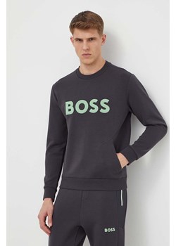 Boss Green bluza męska kolor szary z aplikacją 50510350 ze sklepu ANSWEAR.com w kategorii Bluzy męskie - zdjęcie 170632507