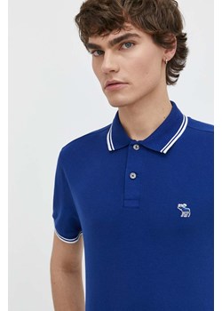 Abercrombie &amp; Fitch polo męski kolor niebieski z aplikacją ze sklepu ANSWEAR.com w kategorii T-shirty męskie - zdjęcie 170632716