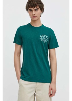 Superdry t-shirt bawełniany męski kolor zielony z nadrukiem ze sklepu ANSWEAR.com w kategorii T-shirty męskie - zdjęcie 170633068