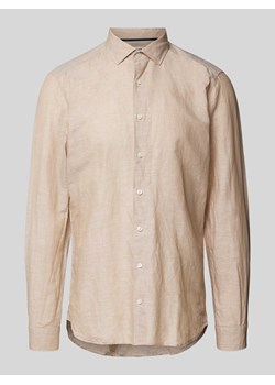 Koszula biznesowa z mieszanki lnu i bawełny w jednolitym kolorze ze sklepu Peek&Cloppenburg  w kategorii Koszule męskie - zdjęcie 170635188
