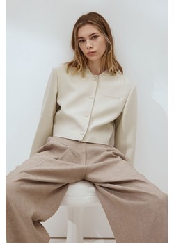 H & M - Krótka kurtka z watowanymi ramionami - Beżowy ze sklepu H&M w kategorii Kurtki damskie - zdjęcie 170635268