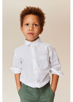 H & M - Koszula z domieszką lnu - Biały ze sklepu H&M w kategorii Koszule chłopięce - zdjęcie 170635475