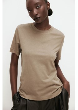 H & M - T-shirt z domieszką jedwabiu - Beżowy ze sklepu H&M w kategorii Bluzki damskie - zdjęcie 170635578