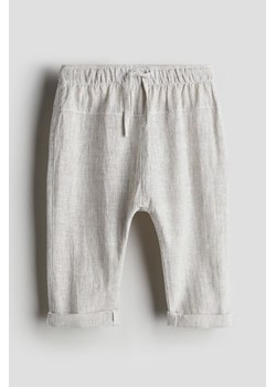H & M - Spodnie z domieszką lnu - Brązowy ze sklepu H&M w kategorii Spodnie i półśpiochy - zdjęcie 170635726