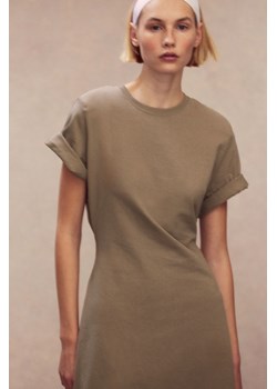 H & M - Sukienka T-shirtowa z watowanymi ramionami - Beżowy ze sklepu H&M w kategorii Sukienki - zdjęcie 170635997