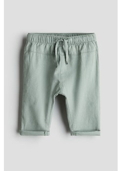 H & M - Spodnie z domieszką lnu - Zielony ze sklepu H&M w kategorii Spodnie i półśpiochy - zdjęcie 170636196