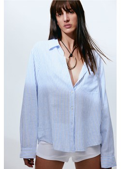 H & M - Koszula z domieszką lnu - Niebieski ze sklepu H&M w kategorii Koszule damskie - zdjęcie 170636266