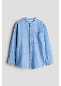 H & M - Koszula z domieszką lnu i ze stójką - Niebieski ze sklepu H&M w kategorii Koszule chłopięce - zdjęcie 170636328