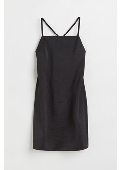 H & M - Satynowa sukienka na ramiączkach - Czarny ze sklepu H&M w kategorii Sukienki - zdjęcie 170636395