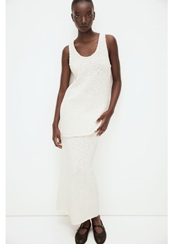 H & M - Dzianinowa spódnica z domieszką jedwabiu - Biały ze sklepu H&M w kategorii Spódnice - zdjęcie 170636428