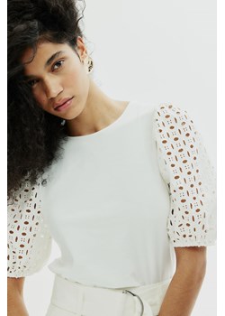 H & M - Top z bufiastym rękawem - Biały ze sklepu H&M w kategorii Bluzki damskie - zdjęcie 170636455