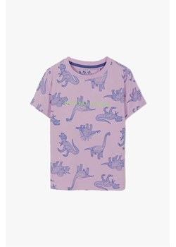 Bawełniany t-shirt fioletowy dla chłopca z nadrukiem dinozaurów ze sklepu 5.10.15 w kategorii T-shirty chłopięce - zdjęcie 170641858