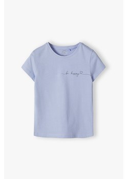 T-shirt dla dziewczynki niebieski z napisem - Be Happy ze sklepu 5.10.15 w kategorii Bluzki dziewczęce - zdjęcie 170641905