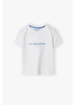 Bawełniana biała bluzka dla chłopca z napisem - nie chce mi się - 5.10.15. ze sklepu 5.10.15 w kategorii T-shirty chłopięce - zdjęcie 170642028