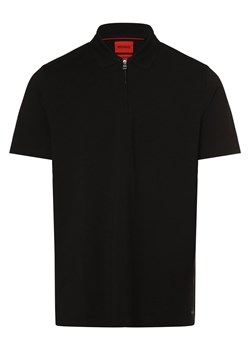 HUGO Męska koszulka polo - Dekok233 Mężczyźni Bawełna czarny jednolity ze sklepu vangraaf w kategorii T-shirty męskie - zdjęcie 170642479