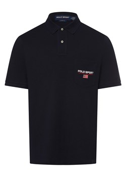 Polo Sport Męska koszulka polo - klasyczny krój Mężczyźni Bawełna granatowy jednolity ze sklepu vangraaf w kategorii T-shirty męskie - zdjęcie 170642497