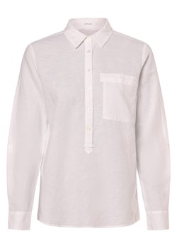 Opus Damska bluzka koszulowa z lnem - Freppa Kobiety Bawełna biały jednolity ze sklepu vangraaf w kategorii Koszule damskie - zdjęcie 170642506