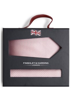 Finshley & Harding London Krawat i poszetka z jedwabiu Mężczyźni Jedwab różowy wypukły wzór tkaniny ze sklepu vangraaf w kategorii Krawaty - zdjęcie 170642535